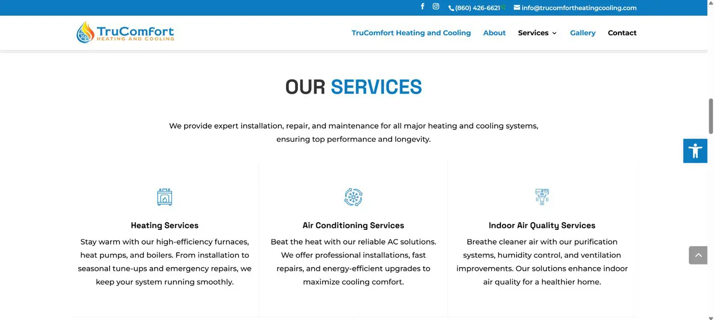 trucomfort-services-resized TruComfort Heating and Cooling service offerings including heating, air conditioning, and indoor air quality solutions for Connecticut homeowners.